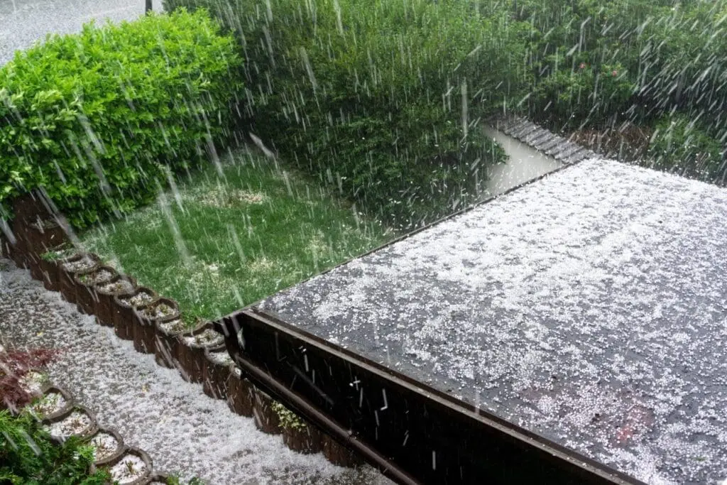 hail coming down onto a roof