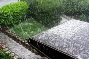 hail coming down onto a roof