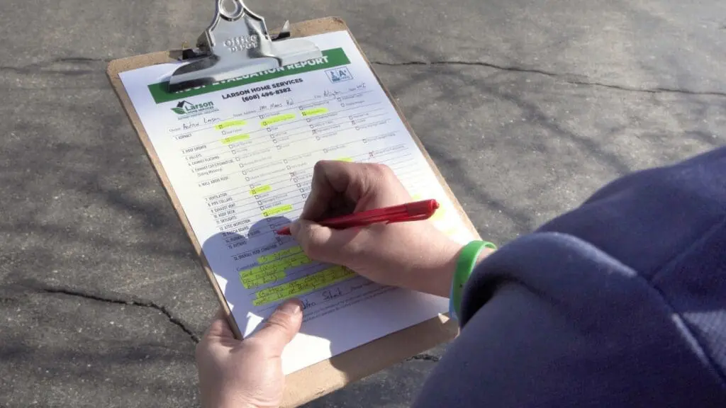 Larson & Keeney Home Services roof inspection check list