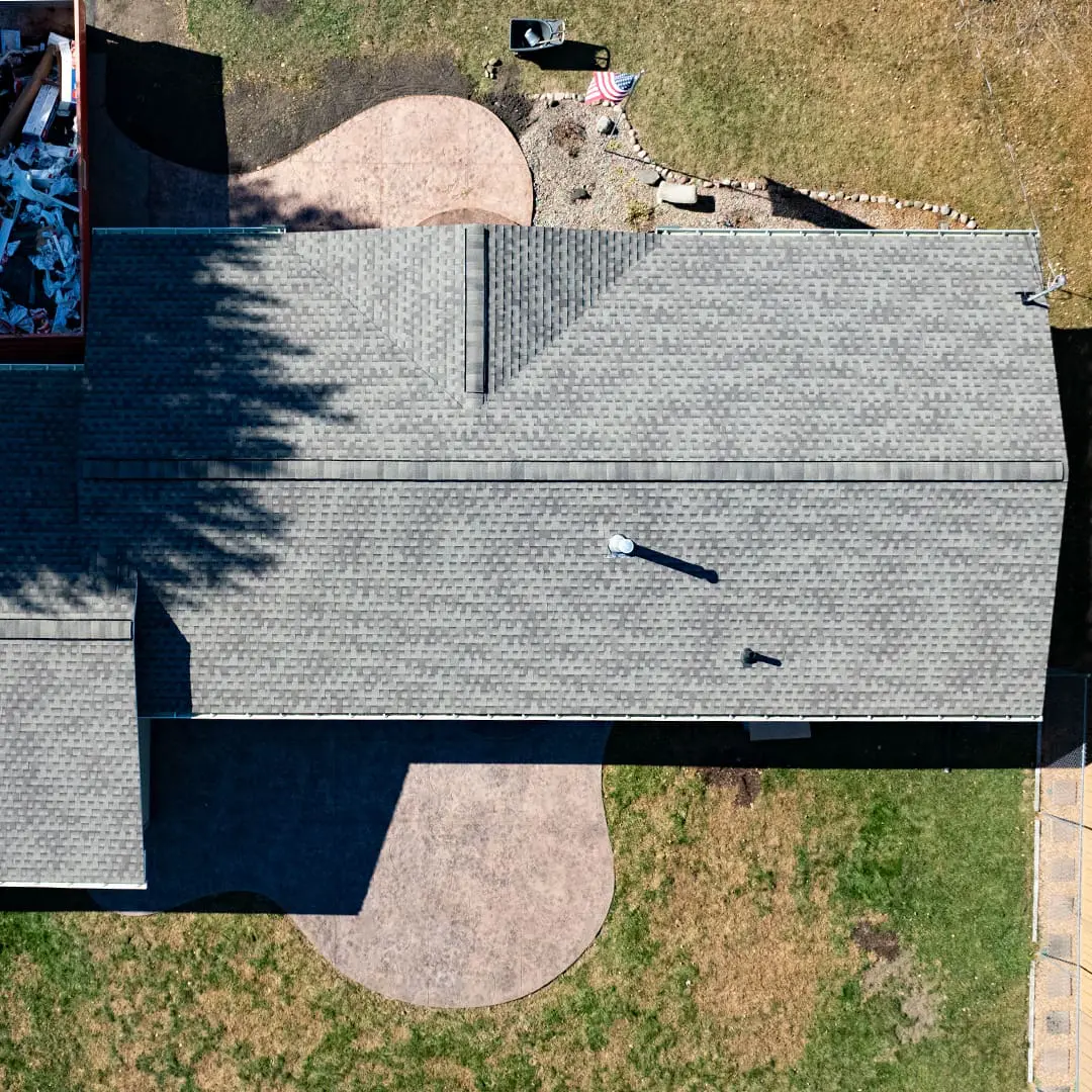 after picture of a new asphalt shingle roof with larson home services