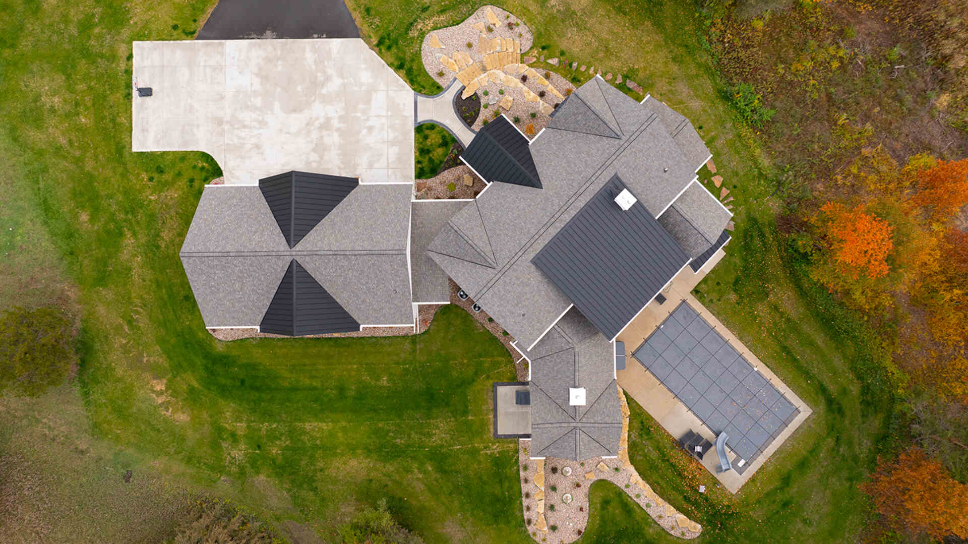 top down view of a new roof project
