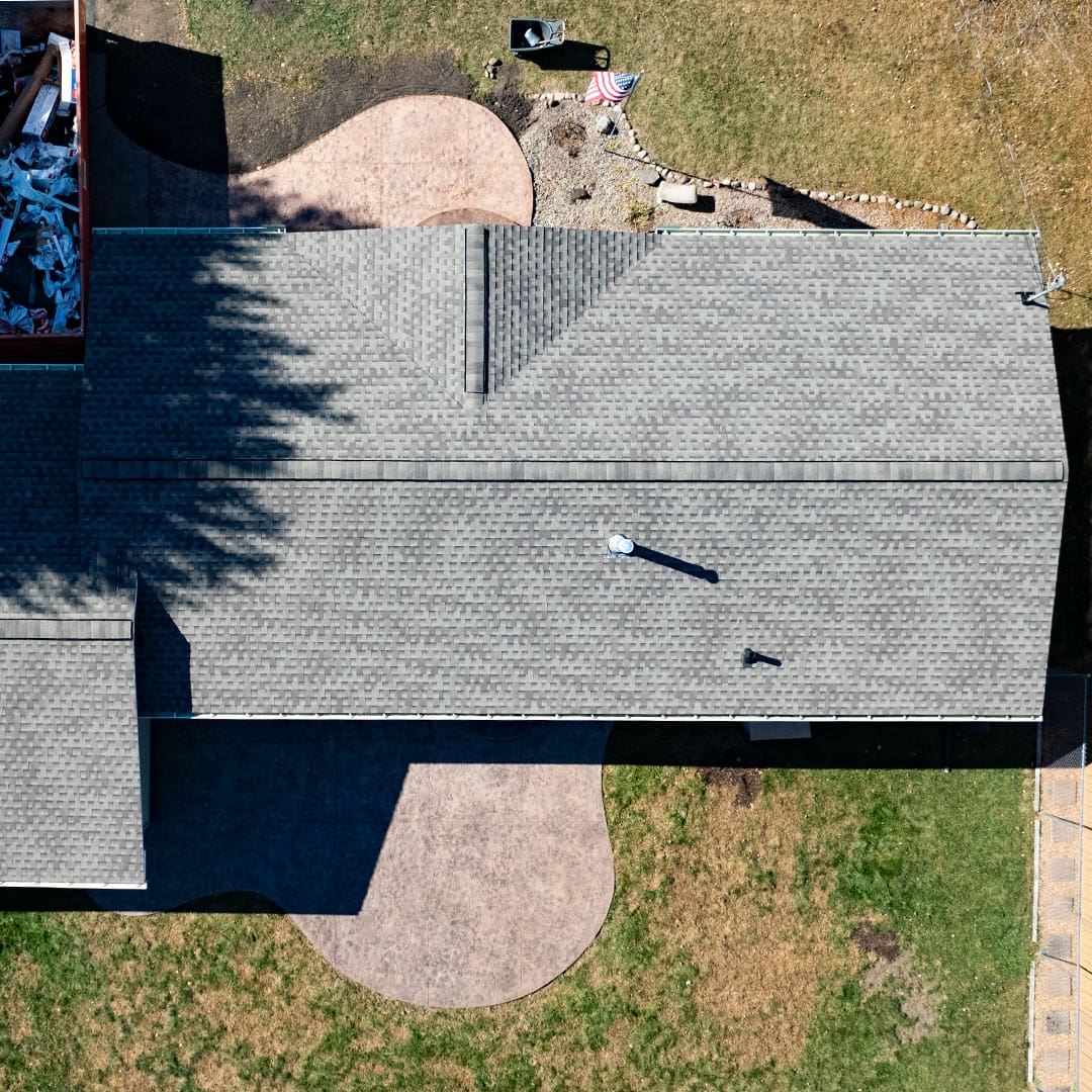 after picture of a new asphalt shingle roof with larson home services